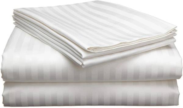 Vishal international 220 TC Polycotton King Striped Flat Bedsheet