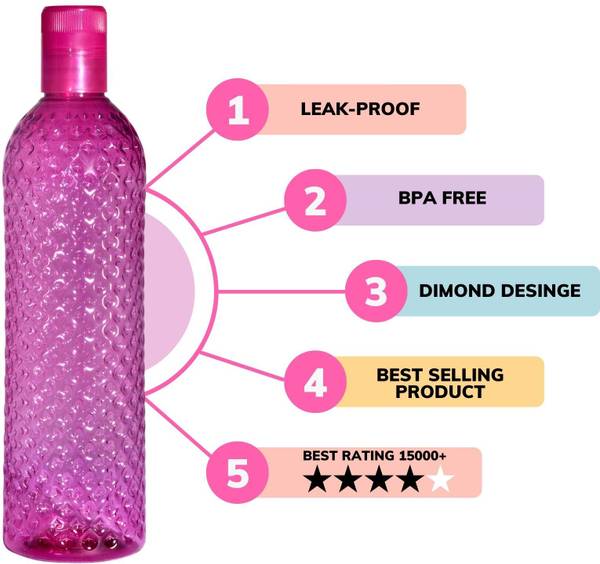 frazix Dimond Design Plastic Fridge,office,Home Water Bottle 1000 ml Bottle