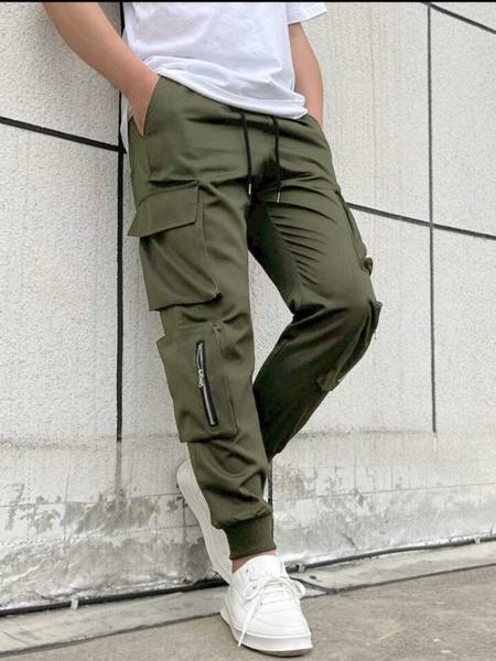 ERENCHINO Regular Fit Men Dark Green Trousers