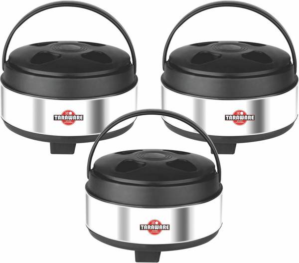 Tara Ware Double Layer Stainless Steel Casserole ideal for Roti & Chapati Pack of 3 Serve Casserole