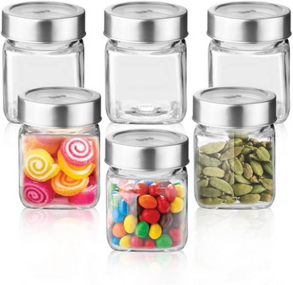 Pack of 6 Glass Grocery Container - 300 ml Panel's Clear