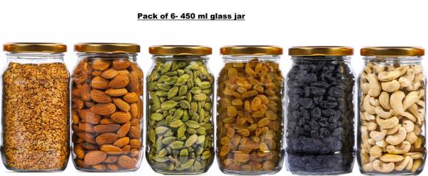 Pack of 6 Glass Grocery Container - 450 ml PANEL'S White