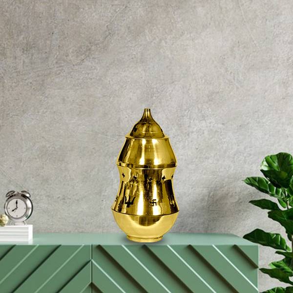 Shoppingrox Brass Camphor Lamp with Diya Oil Diffuser Brass Table Diya