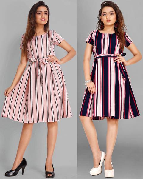 Women Fit and Flare Multicolor Dress