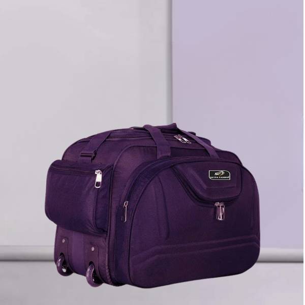 SKYFA FASHION (Expandable) 60 L Strolley Duffel Bag - (Expandable) Waterproof Polyester Lightweight PURPLE Duffel With Wheels (Strolley)
