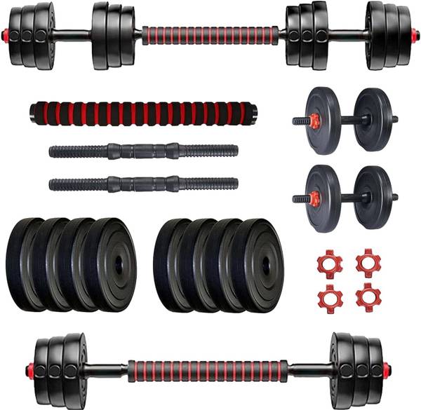 JASMINE Home Gym 10kg PVC Dumbbell Set | 4x 2.5kg Plates, Rods & Connector Adjustable Dumbbell