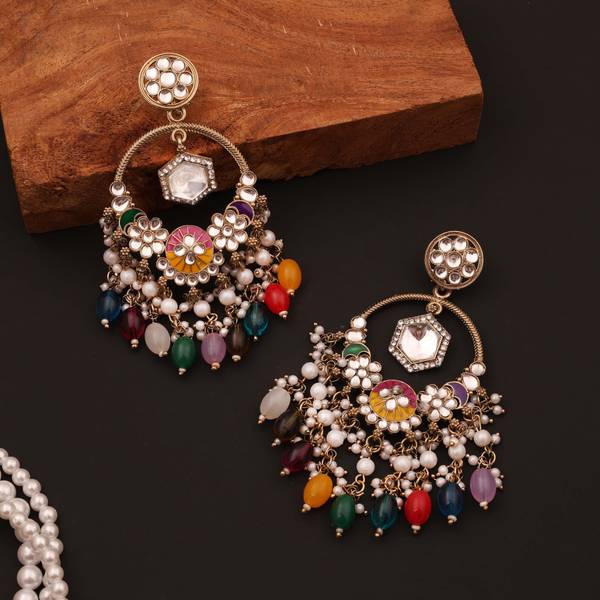 brado jewellery Pack of 1 Gold Drop & Danglers Earring for Women & Girls Diamond Brass Drops & Danglers
