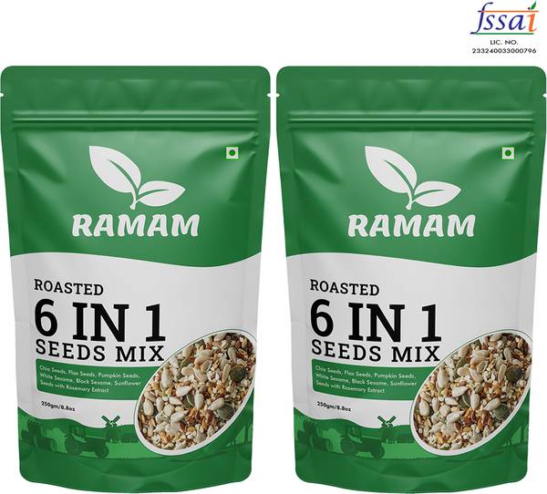 Ramam Ramam Premium 6-in-1 Super Seeds Mix |Roasted & Ready-to-Eat |High Protein | Mixed Seeds