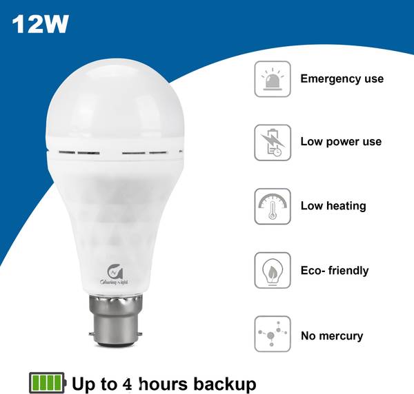Glowing Night 12W AC/DC LED Inverter Bulb with Smart Power Saving Technology and Instant Light 2 hrs Bulb Emergency Light