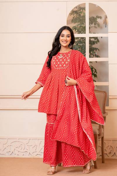 BLEVY Women Kurta Sharara Dupatta Set