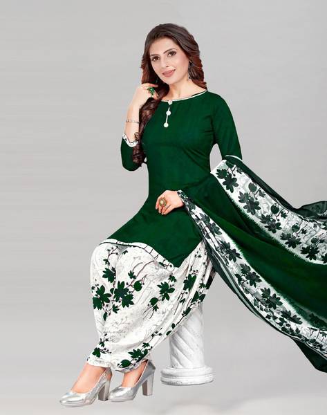 Crepe Printed, Floral Print, Geometric Print Salwar Suit Material