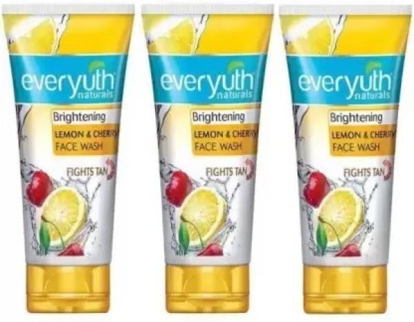 Everyuth Naturals BRGHTENING LEMON & CHERRY FACE WASH PACK OF 03 Men & Women All Skin Types Face Wash