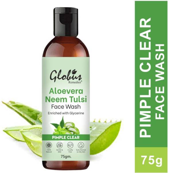 Globus Remedies Aloe Vera Neem Tulsi Enriched With Glycerin & Oil Control Formula, 75gm Face Wash