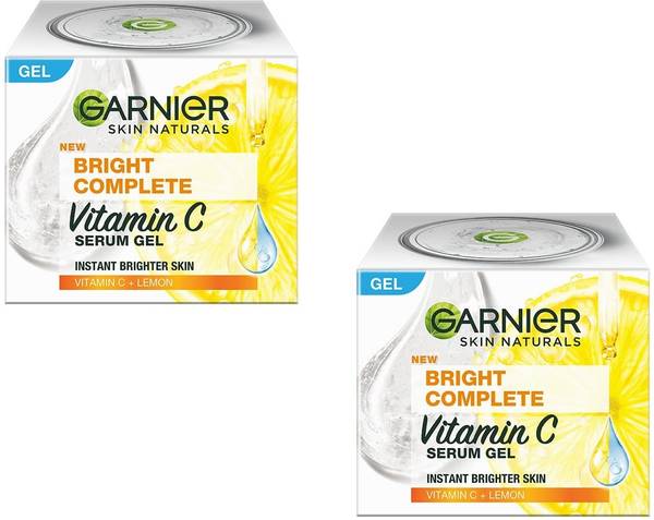 Garnier Brightening Serum Gel Cream, Infused with Vitamin C and Lemon, 2x23g