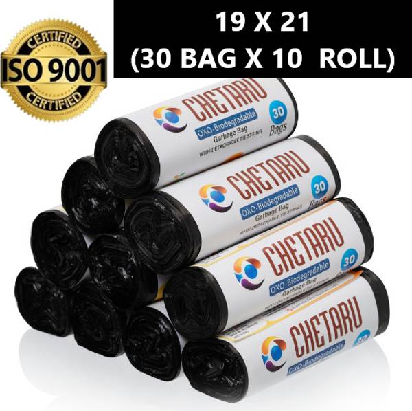 ASCREATION Biodegradable Black Garbage Bag - 19x21 ,(10X30=300 Pieces) Medium 5 L Garbage Bag Pack Of 300