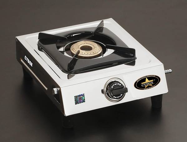 CYBOX Premium Single Gas Stove with ISI Gas Pipe And Lighter Stainless Steel Manual Gas Stove