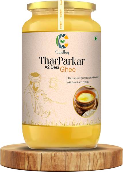 CURDLEY Tharparkar Desi Cow Ghee | Traditional Vedic Bilona Method Ghee 500 ml Glass Bottle