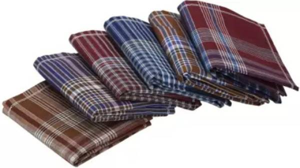 Men's Cotton Large Size Checks Handkerchief, 17*17 INCH ["Multicolor"] Handkerchief