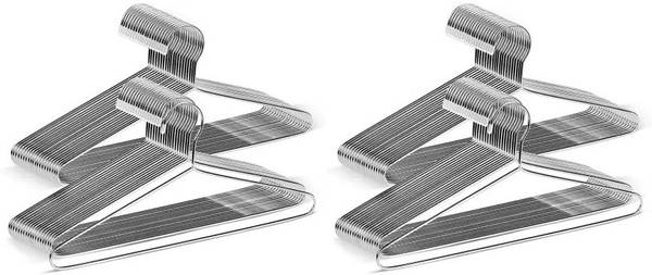 tenco Stainless Steel Ultra & Durable Cloth Clip Hanger Sliver & Black Color Steel Dress Pack of 24 Hangers For Dress