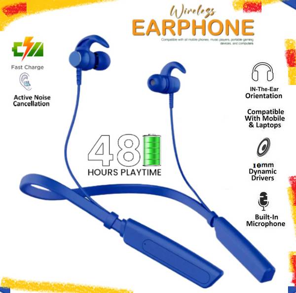 Wireless Bluetooth Neckband - Upto 48 Hours Playtime,Magnetic Fast Charging Bluetooth Headset