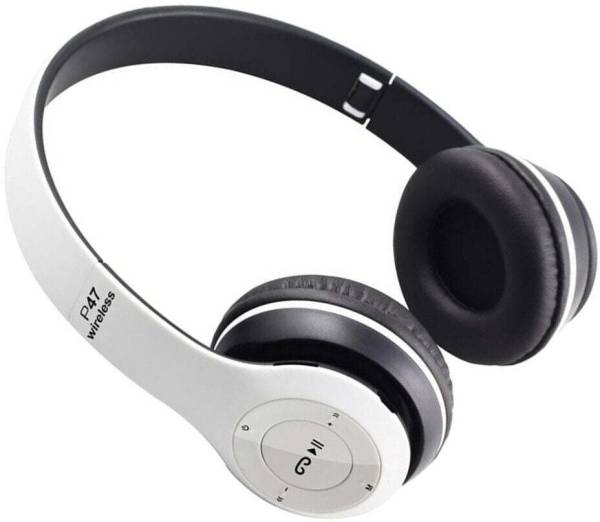 ENMORA P47 Wireless Bluetooth On Ear Headphone with Mic (WHITE) XSA1P6 Bluetooth Headset
