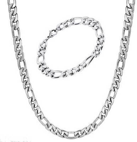 zebisco Stainless Steel Sterling Silver, Titanium Silver Jewellery Set