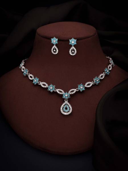 brado jewellery Brass Gold-plated Silver, White, Blue Jewellery Set