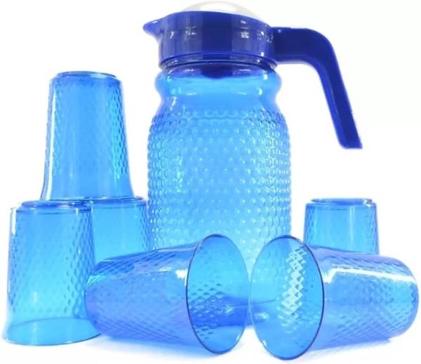 SKP Plastic Water and Drinks Serving 2 Ltr Crystal Jug Set With Crystal Clear 6 Glass Combo Set Jug Glass Set