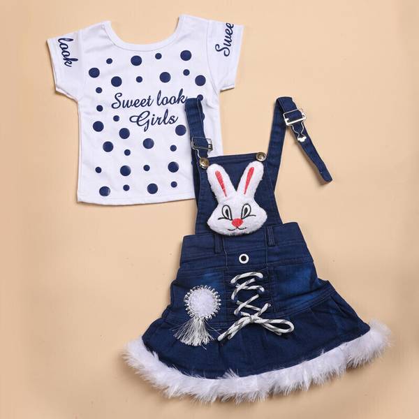 MYTEX FASHION Dungaree For Baby Girls Printed Denim