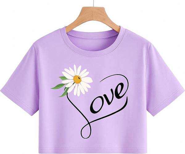 CROP ZONE Girls Printed Cotton Blend Regular T Shirt