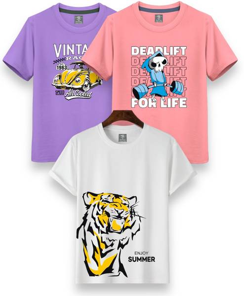 NI Fashion Boys & Girls Printed Cotton Blend Regular T Shirt