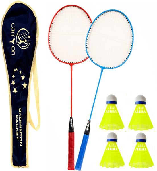 CARRY ON Sports Pro Badminton Set 2 Rackets, 4 Plastic Shuttles and Cover Badminton Kit