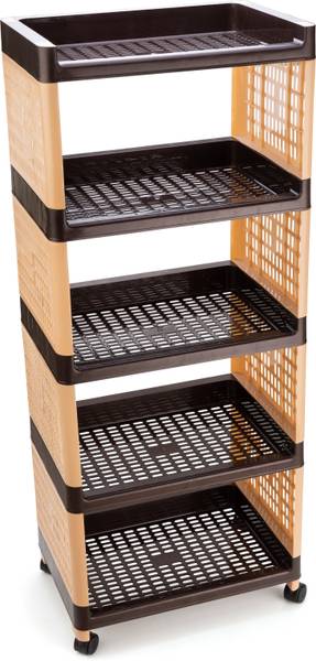FLYUP 5 layer Multipurpose Storage Shelf Rack with Wheels | Storage Organizer Cart Plastic Kitchen Trolley