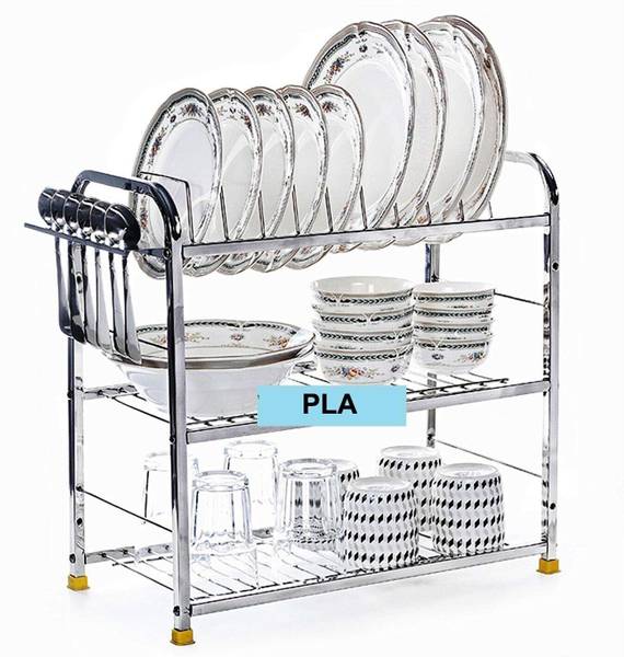 aaradhya Utensil Kitchen Rack Steel Stainless Steel 3 Shelf Wall Mount Kitchen Utensils Rack (18x18 inches)