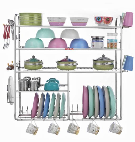 Wall Mount Kitchen Dish Rack Plate Cutlery Stand Steel Kitchen Rack Utensil Kitchen  Rack (Steel)