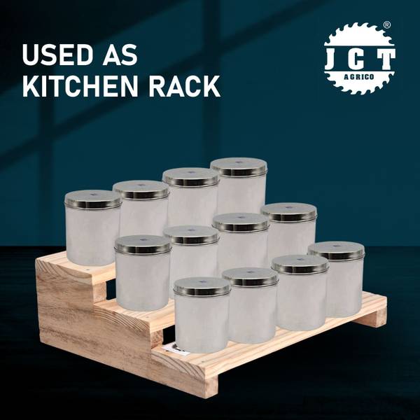 JCT AGRICO Containers Kitchen Rack Wood mini 3 step natural wooden storage rack with hard wood legs for home