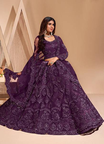 Cute Fellow Embroidered Semi Stitched Lehenga Choli