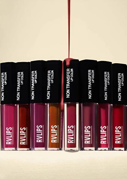 RVLIPS Lipstiks Combo Pack of8 Liquid Mini Lipstick(THE FOREVER NUDE EDITION&RED