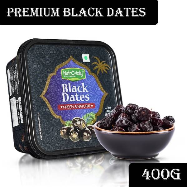 NutroVally Premium Black Dates(Khajur)for Strong Bones | Fresh & Natural | Antioxidant Rich Dry Dates
