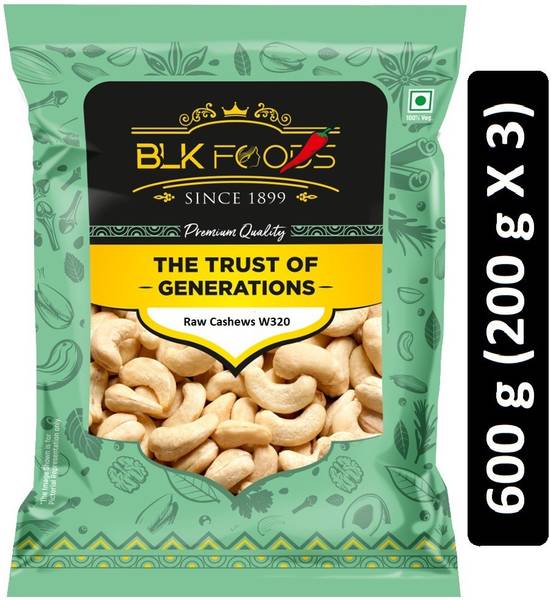 BLK FOODS Select Raw Cashews W320 600g (3 X 200g) Cashews Price History