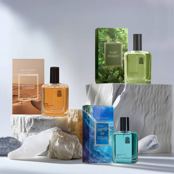 BRIT ACCENT Combo Pack Of 3|Depth Of Ocean-RainForest-Dune|Parfum|Long-Lasting|Premium| Eau de Toilette - 150 ml