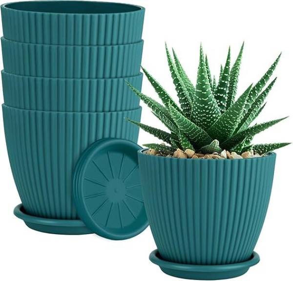 UBBISKART Plastic Round Flower Pot with Tray Plant Pot for Home Terrace Garden Etc Planter Plant Container Set