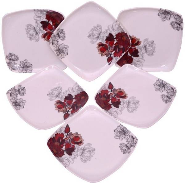 Feast SQUARE (917) HALF PLATE(7 INCH) DINNER PLATE SET 6 PCS OF MELAMINE Half Plate