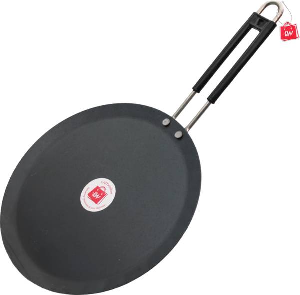 LAZYwindow 24 cm Iron Roti Tawa with Insulated Handle, Induction Base Compatible Tawa 24 cm diameter