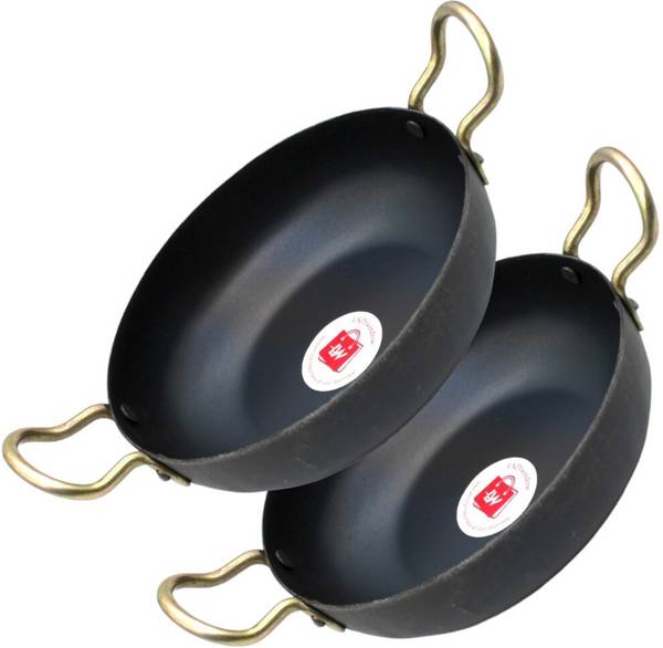 LAZYwindow Iron Kadhai Deep Bottom Kadai / Fry Pan / Frying Kadhai with Handle Kadhai 19 cm diameter 1 L capacity