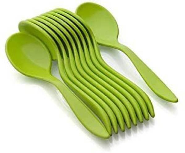 MEGHARSH Plastic pickle,spice Spoon Plastic Spoon Set (Green ,Pack Of 10 )