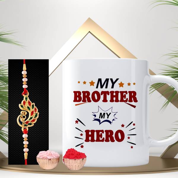 Designer Rakhi, Mug, Chawal Roli Pack, Greeting Card