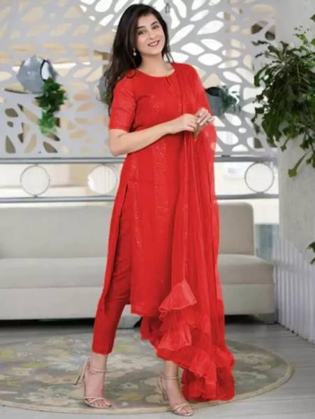 sarvatit Embroidered Kurta, Trouser/Pant & Dupatta Set - Price History