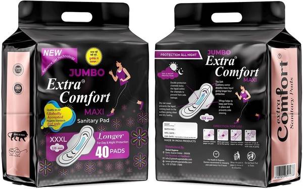 jumbo extra comfort combo xxx pack of 2 (80pc Sanitary Pad