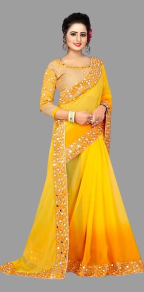 SARTHI FASHION HUB Embellished Bollywood Georgette Saree